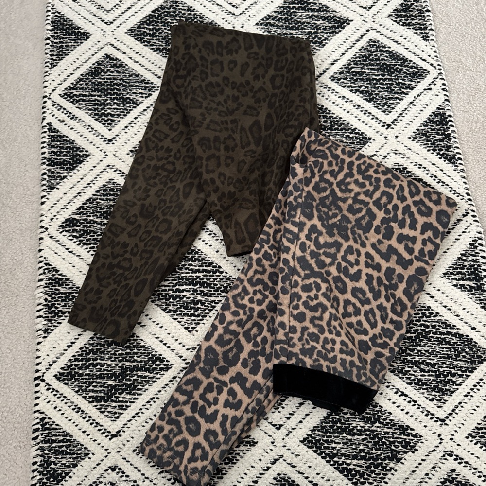 Two leopard print leggings perfect for wintertime.  Size XS